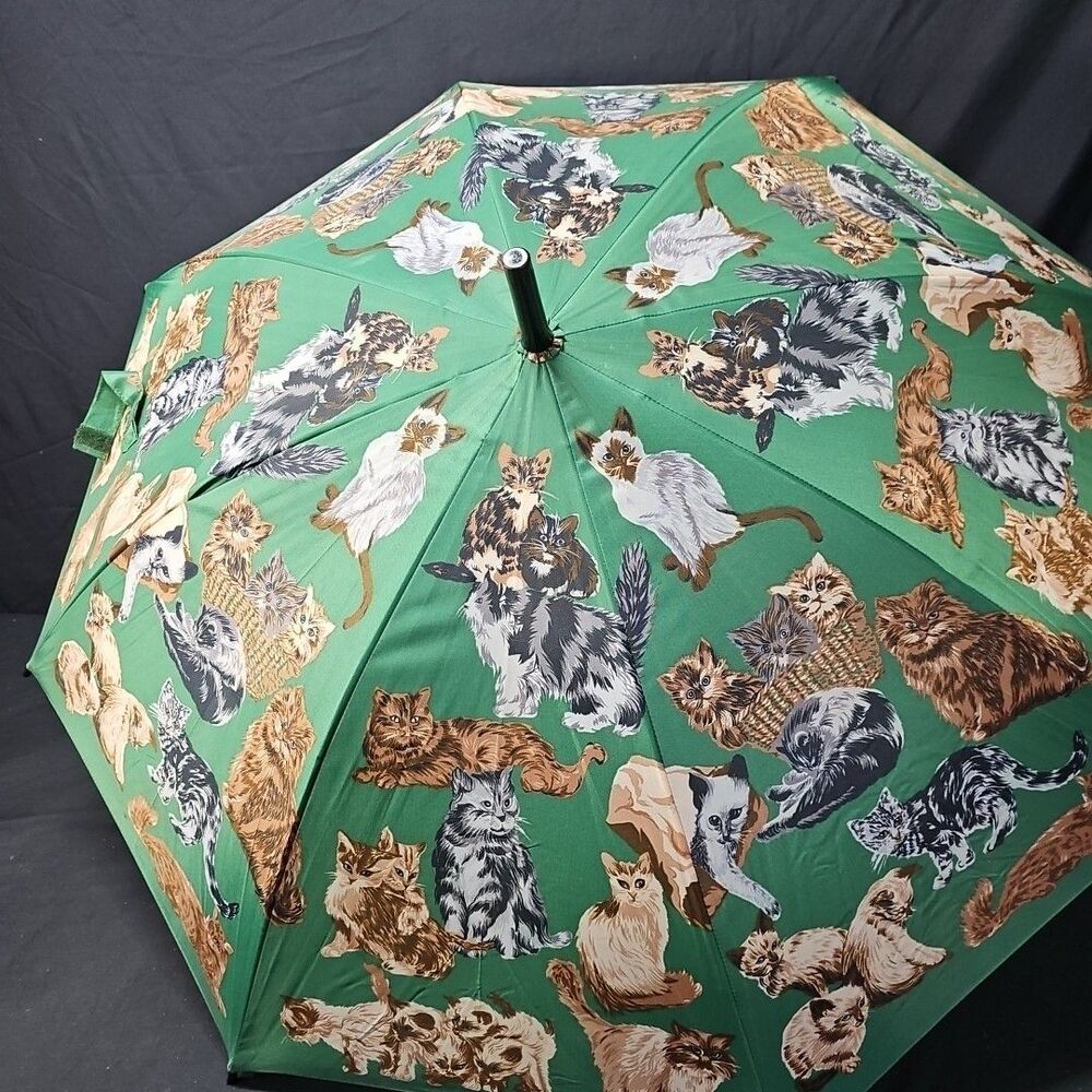 Rare Green Vera Bradley Vintage Cat Shaw Studios Umbrella